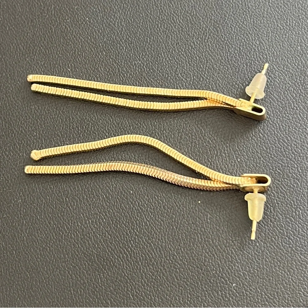 Yellow Gold Plated 925 Sterling Silver Dangle Tassel Snake Chain Earrings, 4.33g
